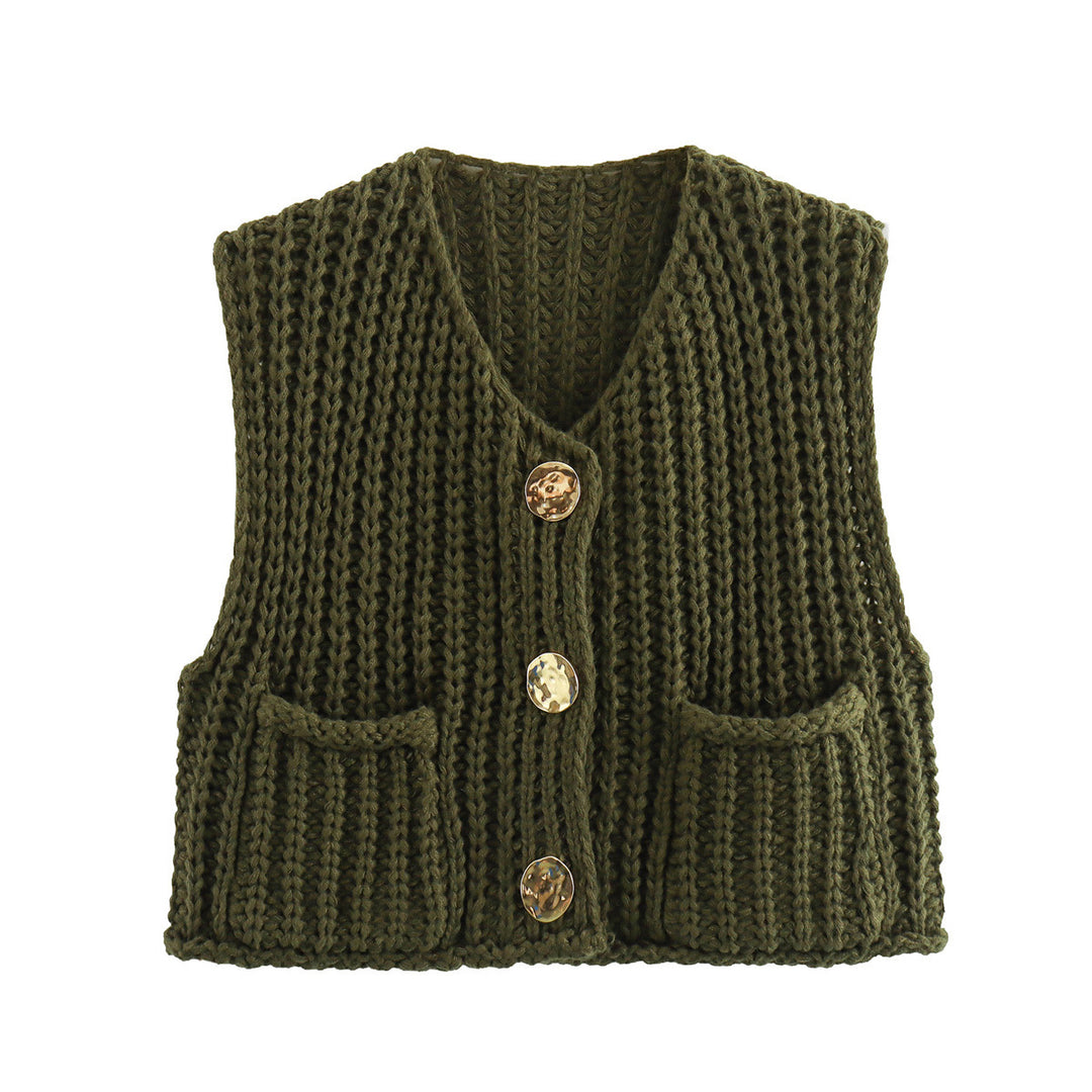 Patch Pocket Vest Sleeveless Knit Lightweight N5Z245