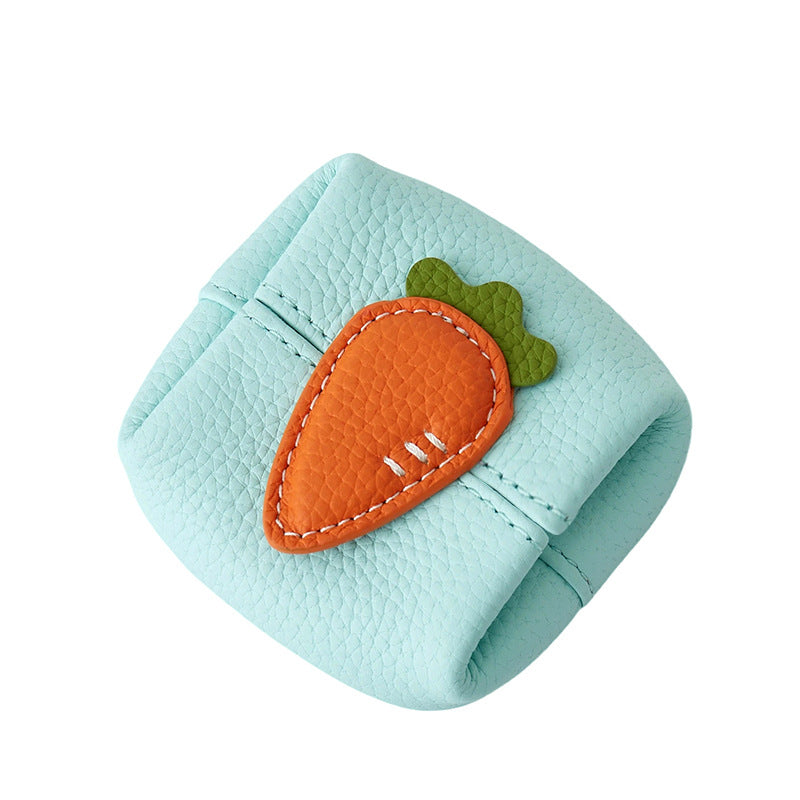 Top Grain Leather Carrot Coin Purse Mini Organizer N6G092