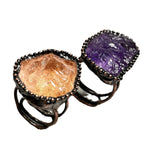 Load image into Gallery viewer, Antique Amethyst Citrine Adjustable Ring Copper S5P187
