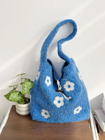 Load image into Gallery viewer, Women's Plush Floral Embroidered Tote Bag N6J218