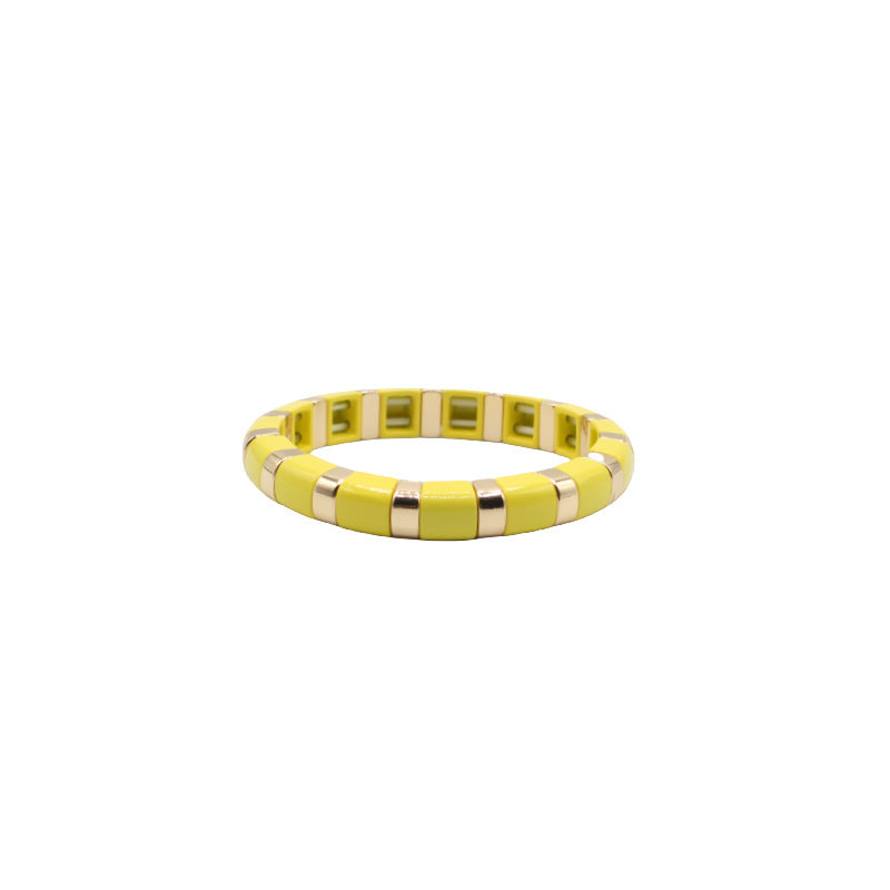 Semi Circle Bead Bangle Alloy Vitreous Enamel S5P266