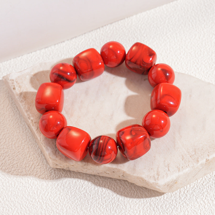 Acrylic Beaded Bracelet Irregular Square Round N6F077