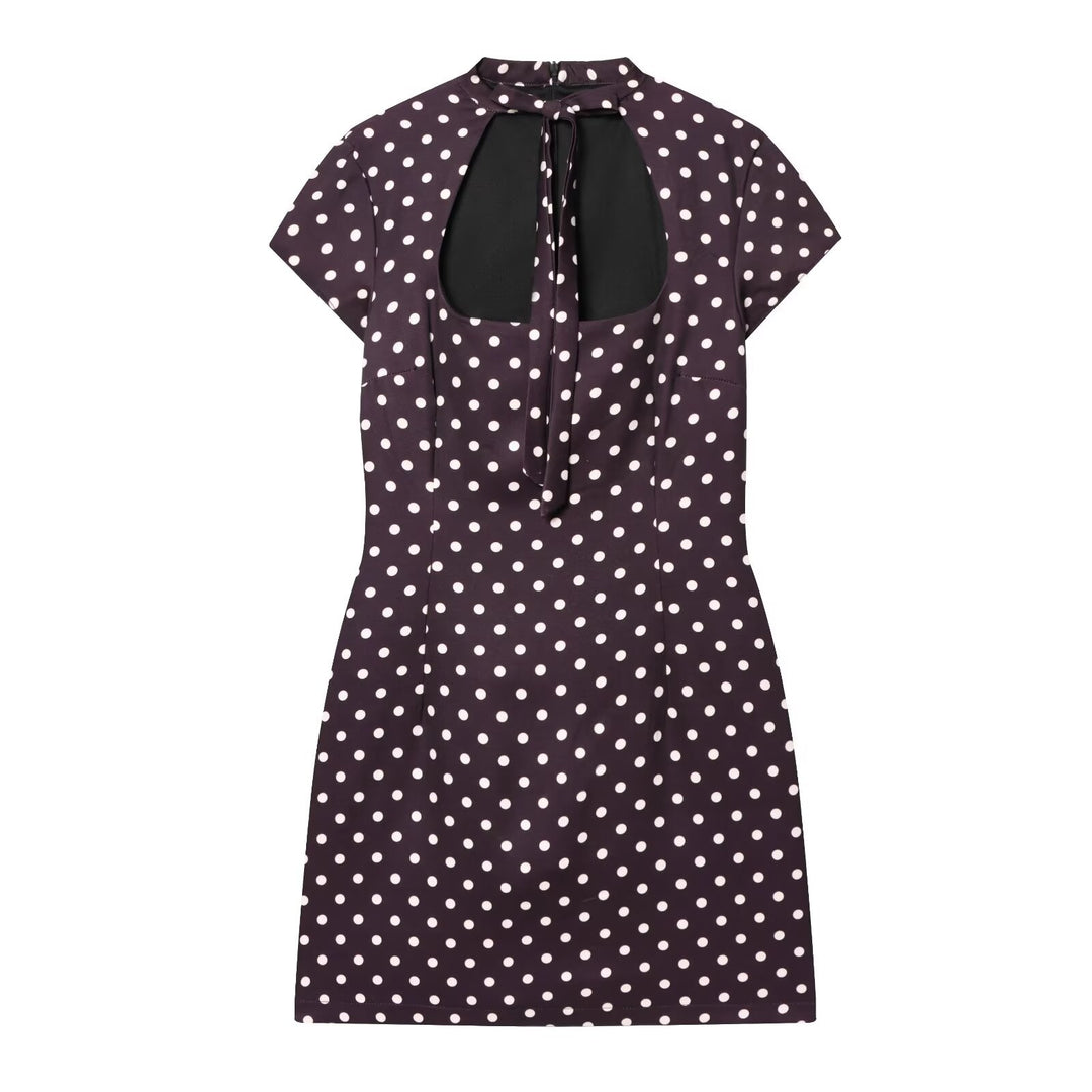 Bow Detail Polka Dot Short Dress Women N6C278