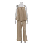 Load image into Gallery viewer, Sexy Ruffle Tank Top and Wide Leg Pants Set Women N6D089