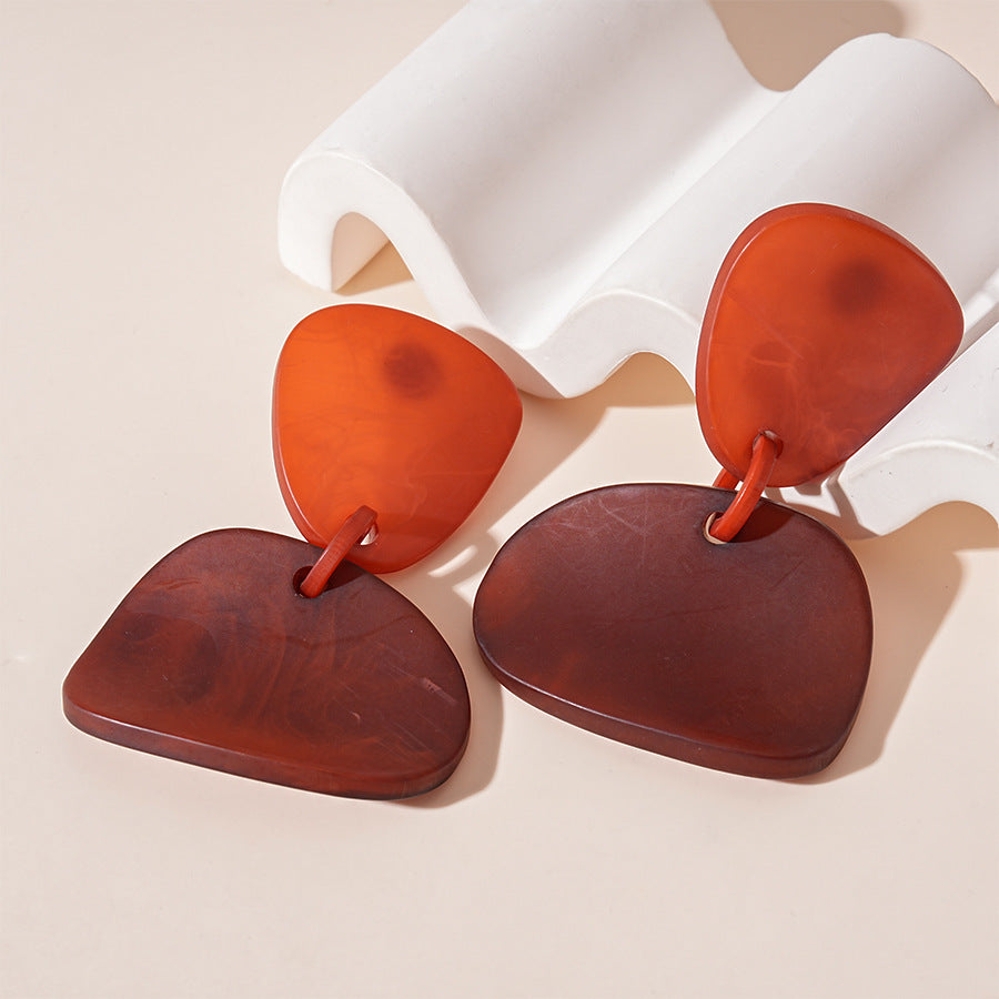 Angular Facet Earrings Acrylic Silver Plated S5P145