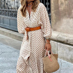 Load image into Gallery viewer, Belted V Neck Maxi Dress Minimalist N5Z176
