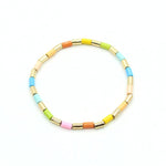 Load image into Gallery viewer, Rainbow Bamboo Pearl Enamel Beads Alloy Bracelet  S5P033