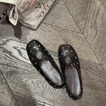 Load image into Gallery viewer, Vintage Square Burnished Stud Mary Jane Bow Flat N6G248