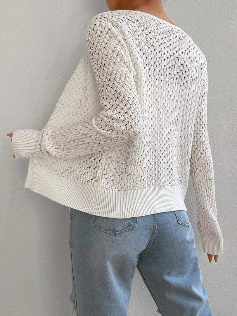 Lace Tie-Front V-Neck Knit Cardigan Women N6D076