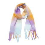 Load image into Gallery viewer, Rainbow Plaid Mohair Feel Chunky Fringe Scarf N6K249