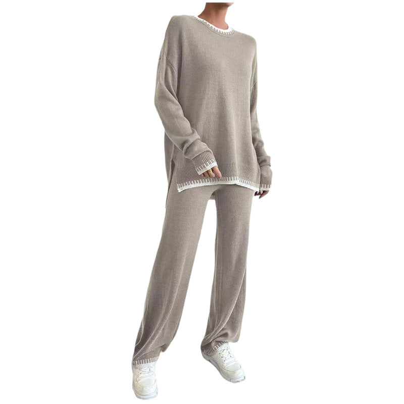 Contrast Knit Set Ultra Heavy Khaki Black N5Z870