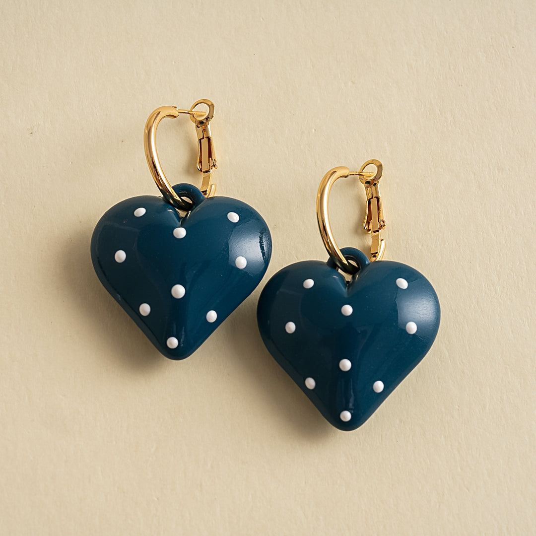 Womens Polka Dot Heart Hoop Earrings N6K158