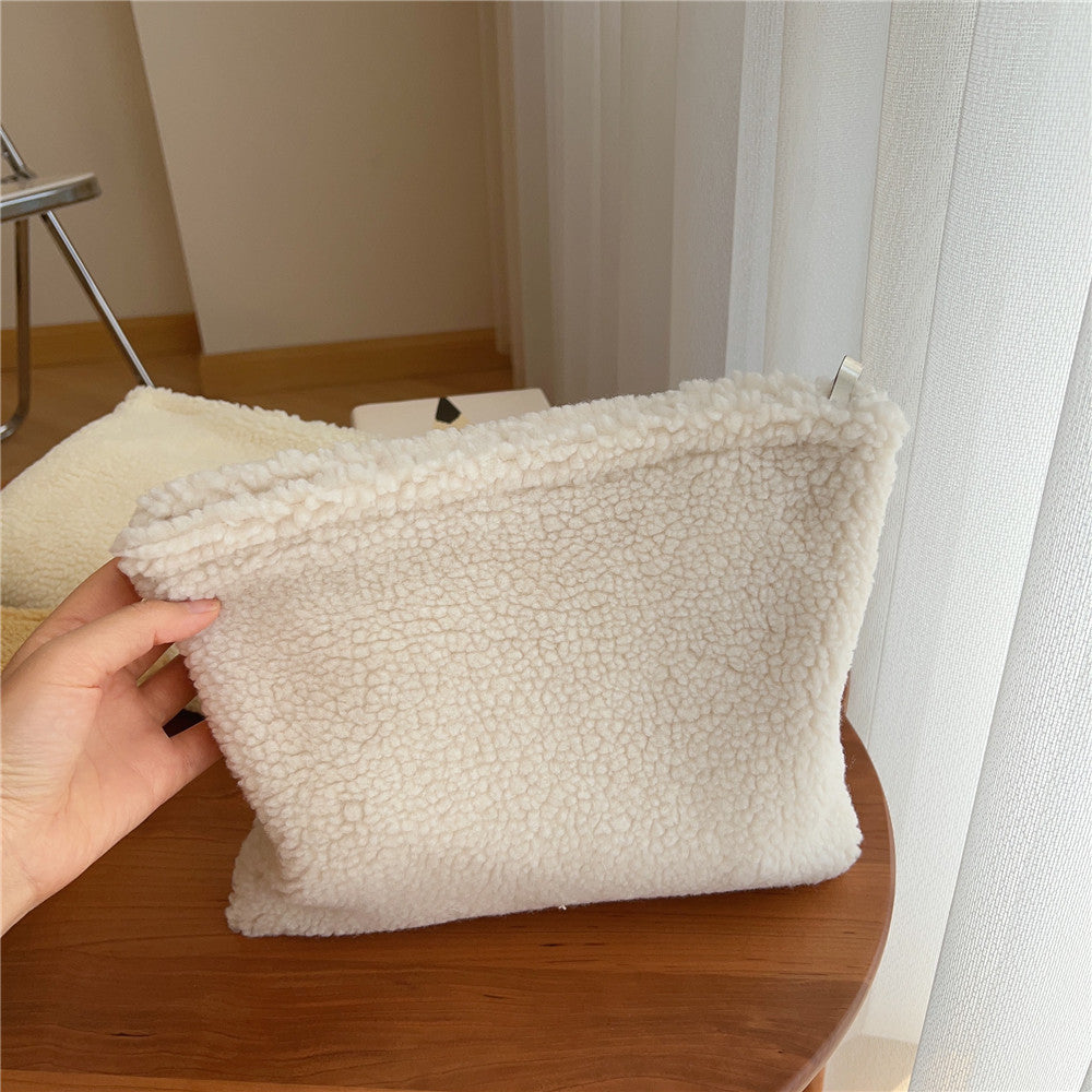 Solid Color Plush Cosmetic Organizer Canvas Lining S5P355