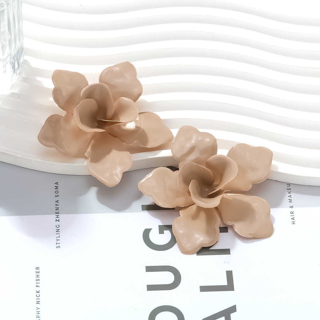 Metal Drop Fill Floral Studs Iron Enameled Statement S5P164