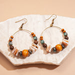 Load image into Gallery viewer, Shell Wood Earrings Asymmetric Hook Vintage Alloy S5P123