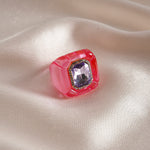 Load image into Gallery viewer, Womens Vintage Rhinestone Hexagon Resin Ring N6K191