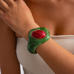 Load image into Gallery viewer, Oversized Acrylic Ombré Colorblock Oval Bangle Women N6H070