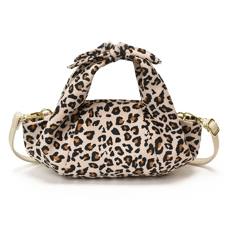 Women's Leopard Print Ruched Suede-Feel Bag N6J214