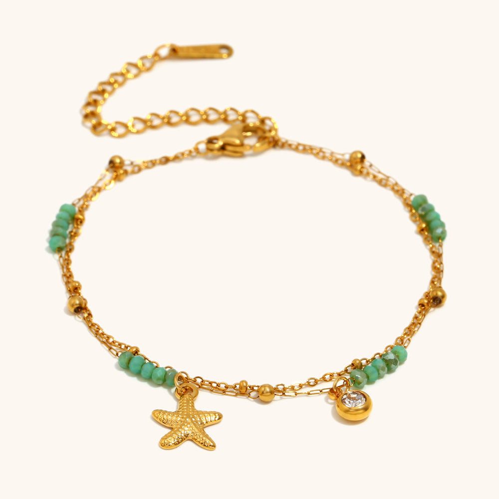 Starfish Bead Chain Steel 18K Plated Vintage S5P116