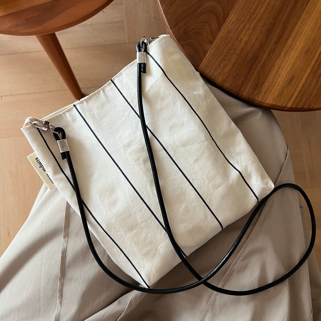 Polka Dot Stripe Cotton Linen Crossbody Bag N6F132