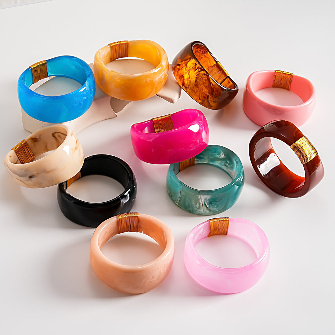 Vintage Resin Ombré Circle Geometric Bangle Women N6H083