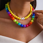 Load image into Gallery viewer, Dopamine Acrylic Pearl Geometric Choker Necklace N6H102