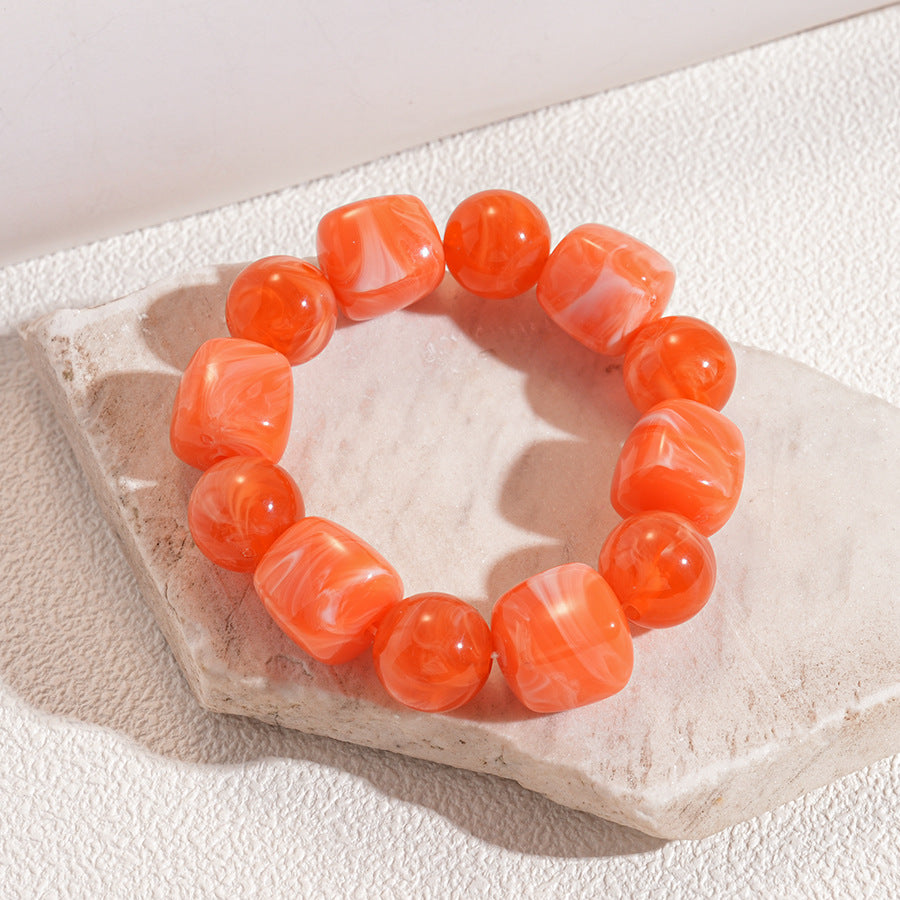 Acrylic Beaded Bracelet Irregular Square Round N6F077