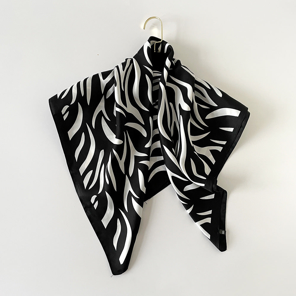 Animal Print Silk Scarf 90cm Square Lightweight Shawl N6G219