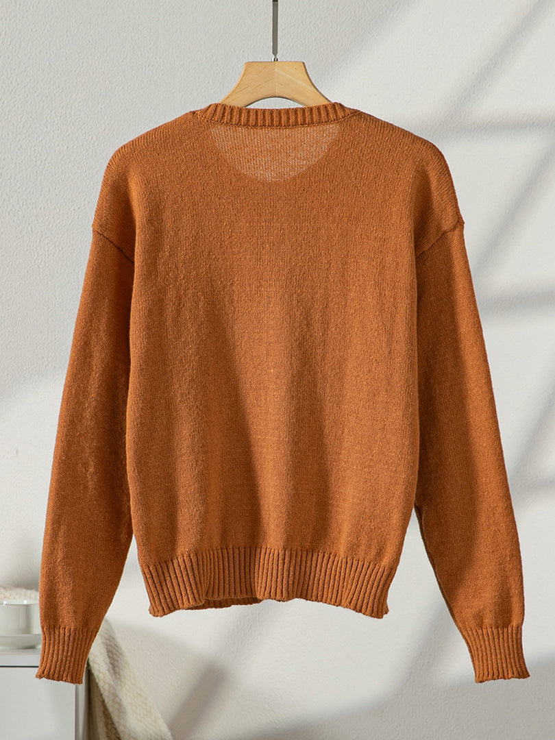 Camel Button Cardigan Long Lightweight N5Z704