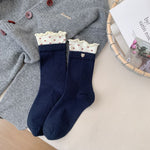 Load image into Gallery viewer, Color Block Ruffle Trim Socks Polka Dot Button Accent M5A022