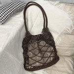 Load image into Gallery viewer, Open Weave Waxed Rope Beach Bag Large Straw Tote N6F116