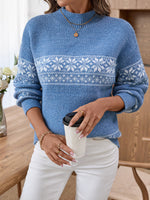 Load image into Gallery viewer, Snowflake Jacquard Half High Collar Knit Sweater N6H261