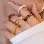 Load image into Gallery viewer, Acrylic Resin Ring Set Irregular 5 Pieces N6F076