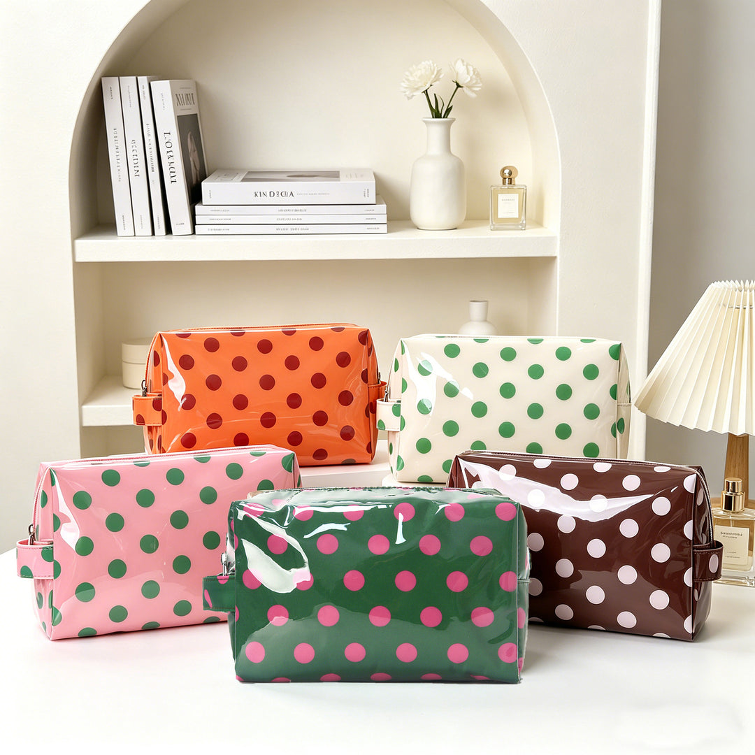 Unisex Waterproof Polka Dot PVC Cosmetic Bag N6J240
