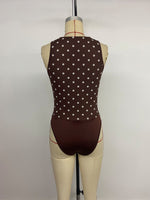 Load image into Gallery viewer, Retro Polka Dot Cowl Neck Deep V Bodysuit N6F008