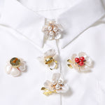 Load image into Gallery viewer, Pearl Gardenia Cuff Link Shirt Stud Detachable N6G076
