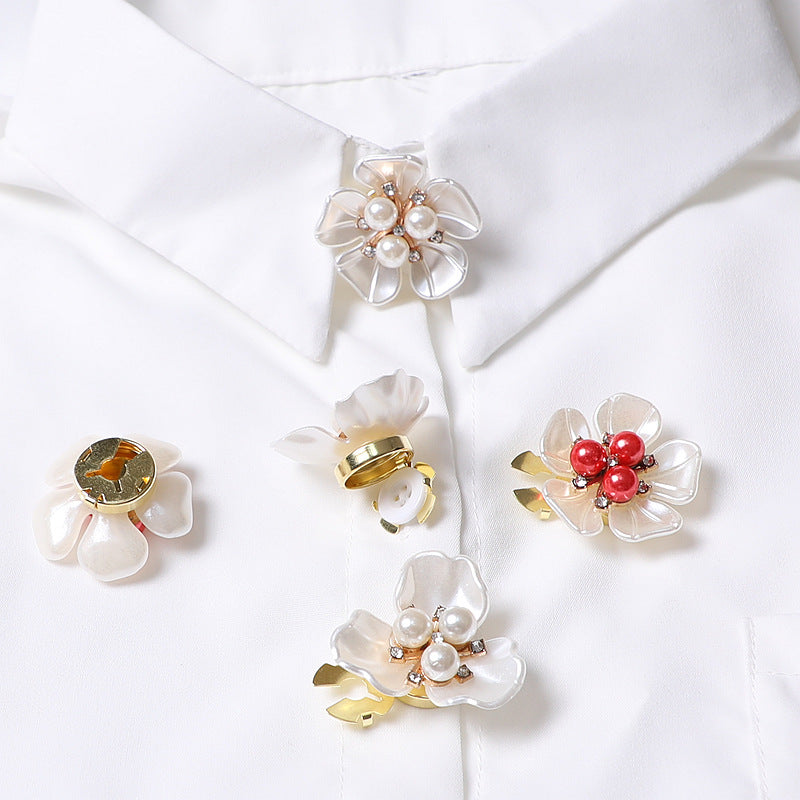Pearl Gardenia Cuff Link Shirt Stud Detachable N6G076