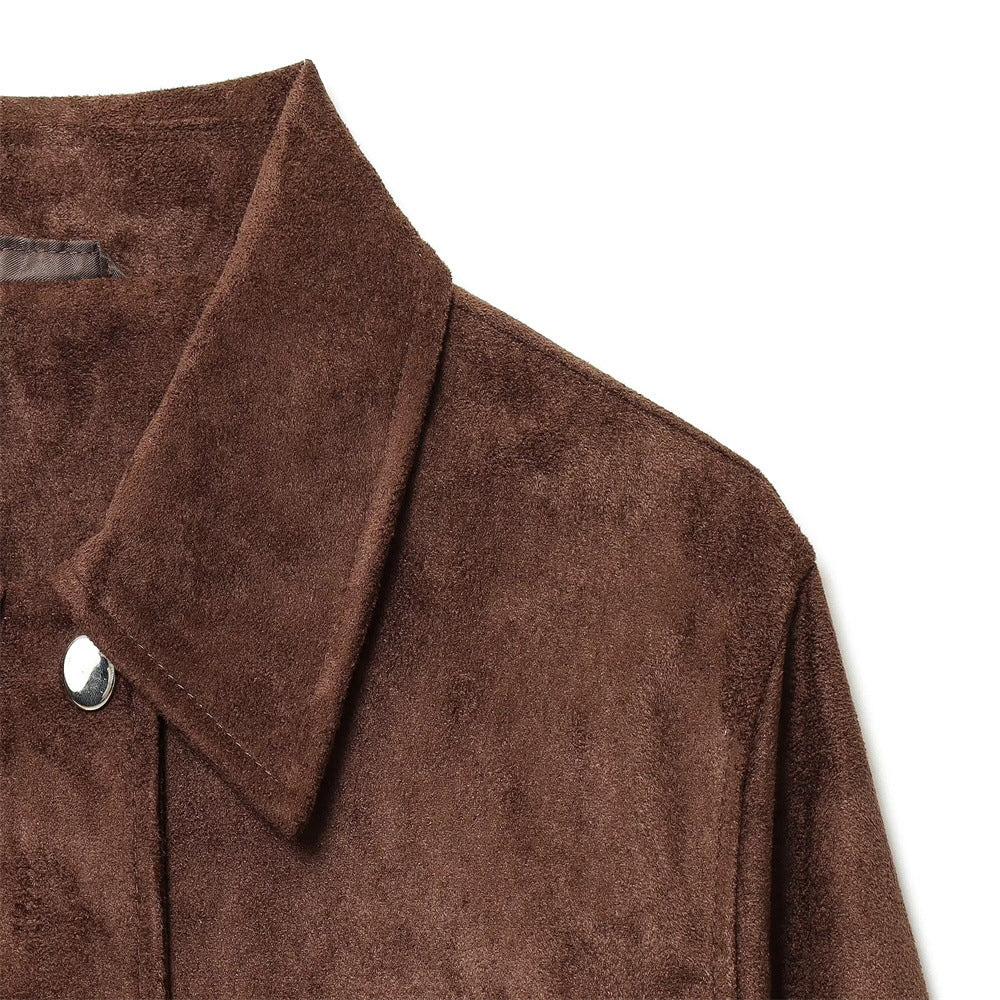 Slim Fit Notch Collar Jacket Women Brown N5A410