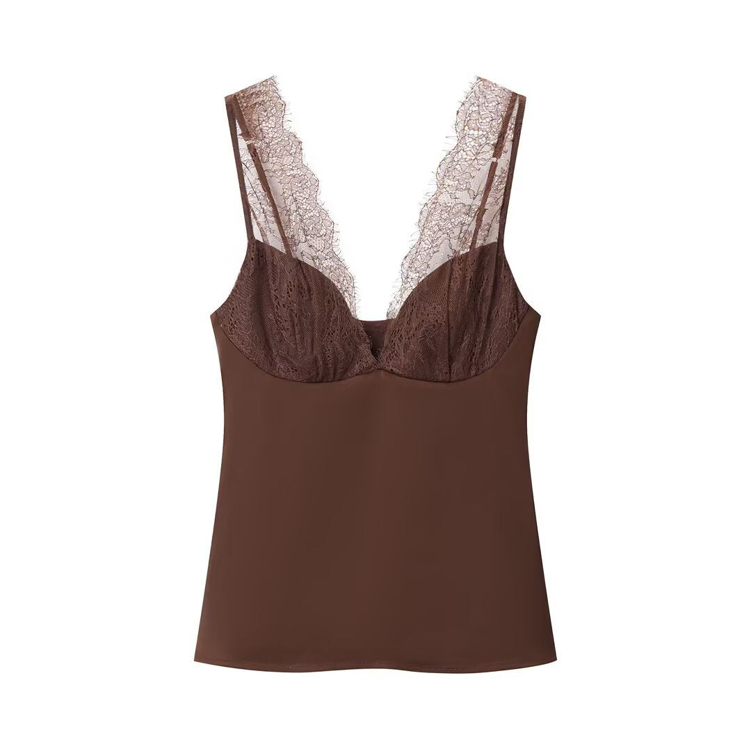 Lace Satin Camisole Top Women N6C262