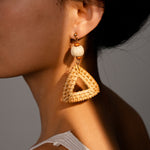 Load image into Gallery viewer, Bamboo Weave Resin Hoops Steel Rhodium Plated S5P252
