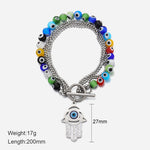 Load image into Gallery viewer, Bead Strand Bracelet Steel Evil Eye Charm Layered S5P105
