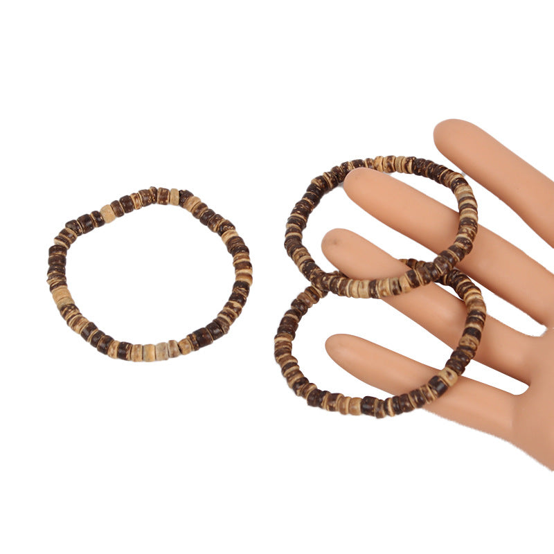Natural Coconut Shell Beaded Bracelet S5P605
