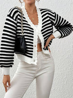 Load image into Gallery viewer, Colorblock Rainbow Lantern Sleeve Cardigan Women N6G287