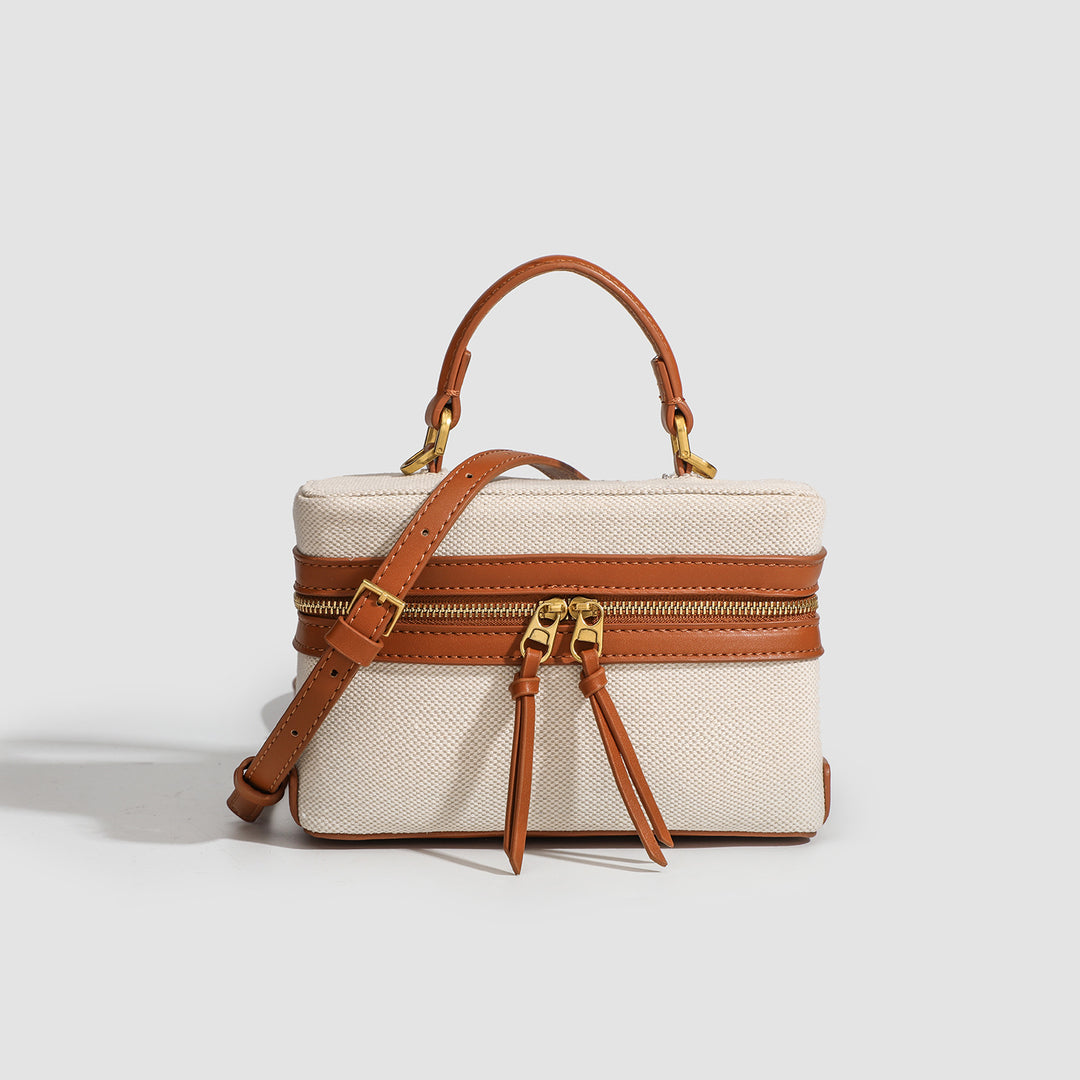Contrast Panel Canvas Box Bag Multi Carry S5P303