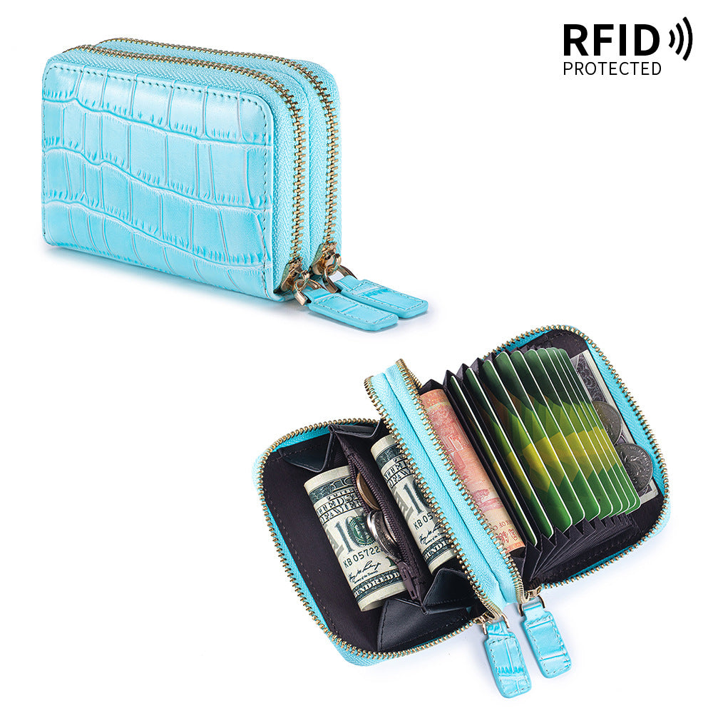 Crocodile Texture RFID Card Holder Zip Around Wallet N6G094