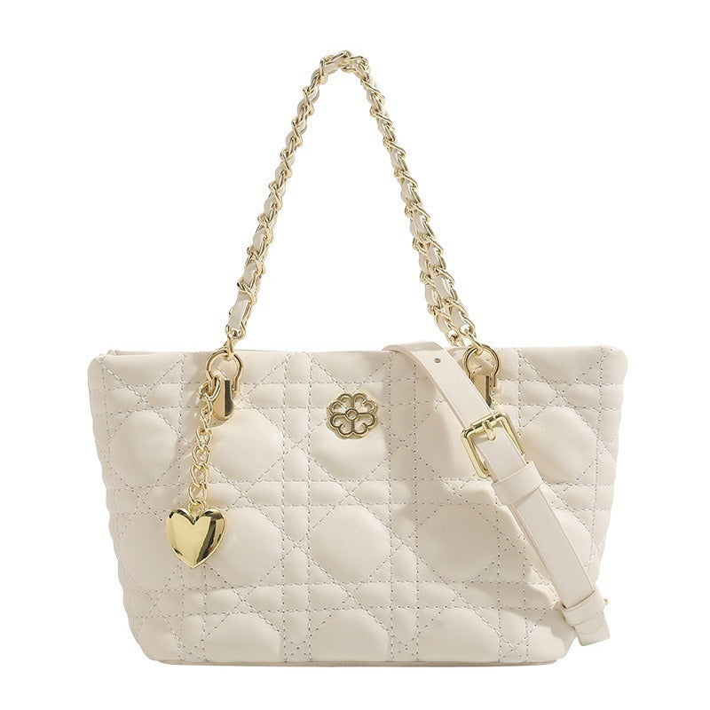 Diamond Quilted Chain Tote Bag PU Polyester S5P314