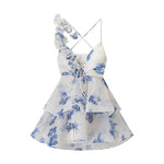 Load image into Gallery viewer, Back Floral Mini Dress Spaghetti V Neck N5Z346
