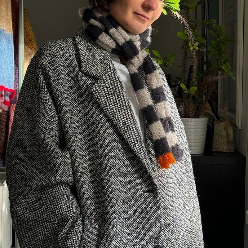 Mohair Blend Long Loop Scarf Striped Pattern  M5A082