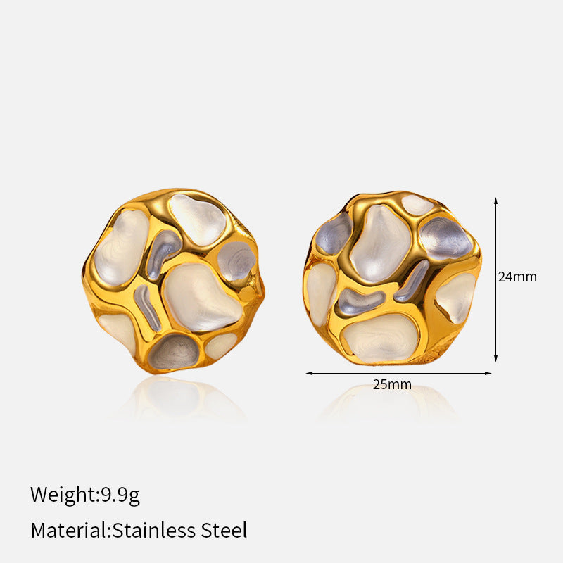 Impressionist Earrings Steel 18K Gold Plated Textured S5P095
