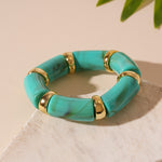 Load image into Gallery viewer, Marbled Bamboo Elastic Cuff Acrylic Plated Adjustable S5P070